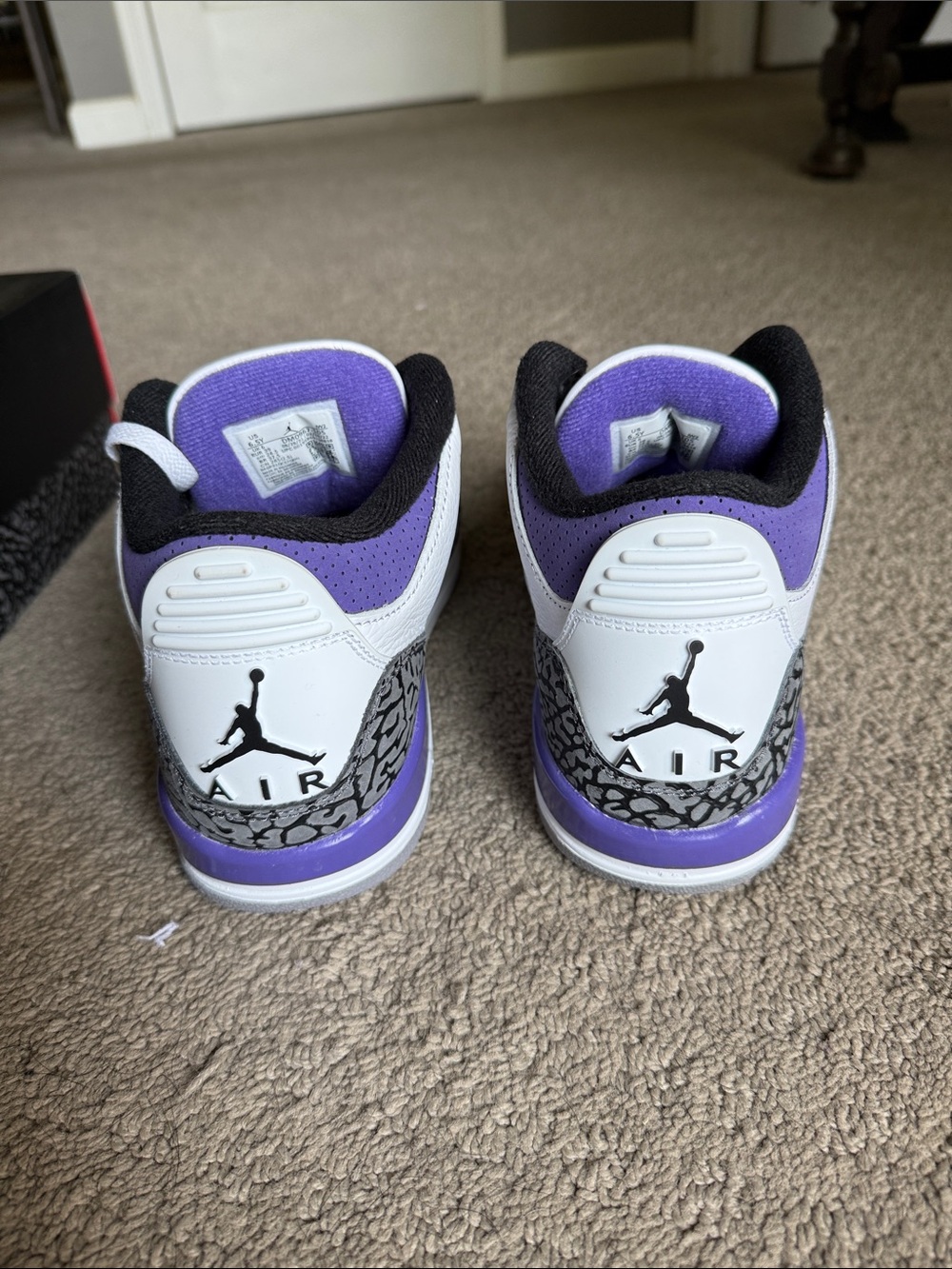 Jordan White Black Purple Women’s Retro Sneakers - Picture 6 of 7